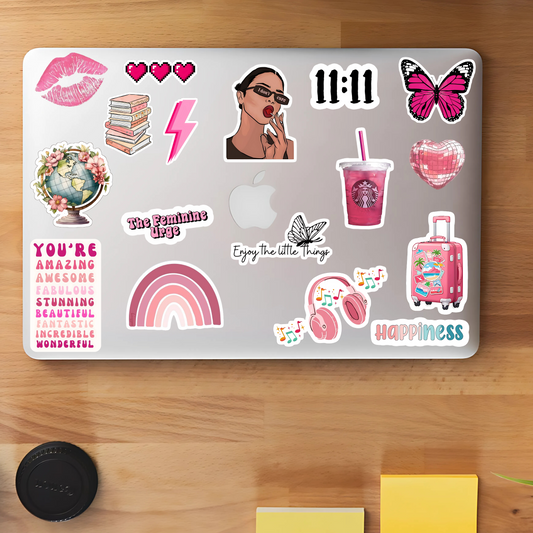 Pink Laptop Stickers