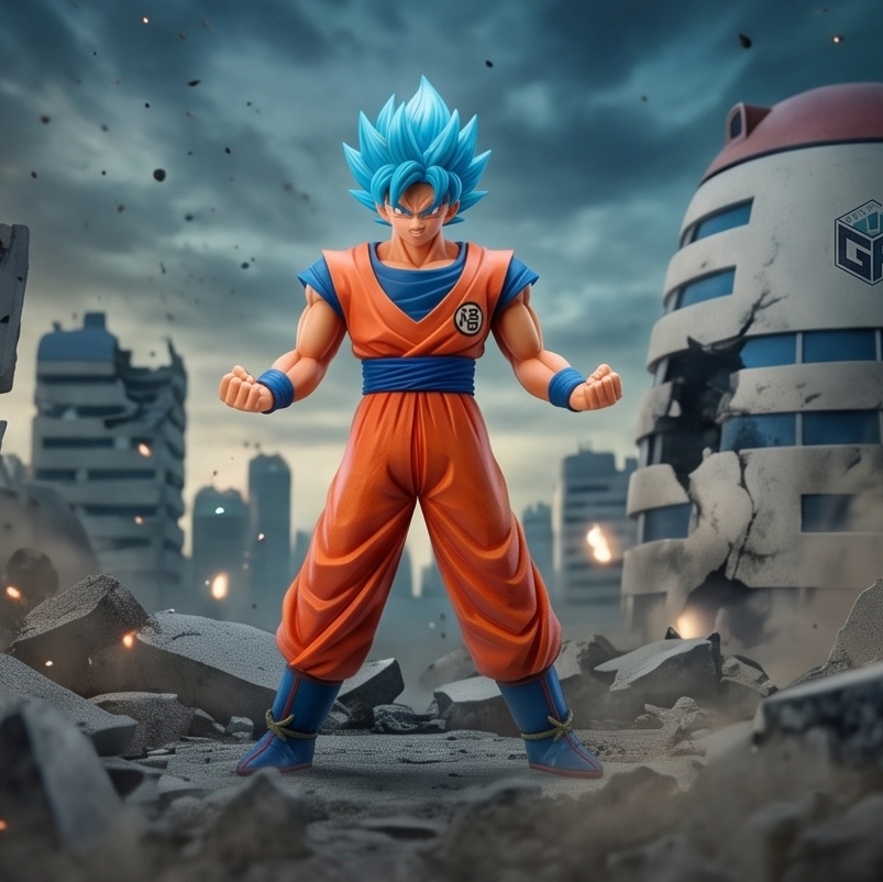 Goku Super Saiyan Blue Hair Anime Action Figure 18 cm